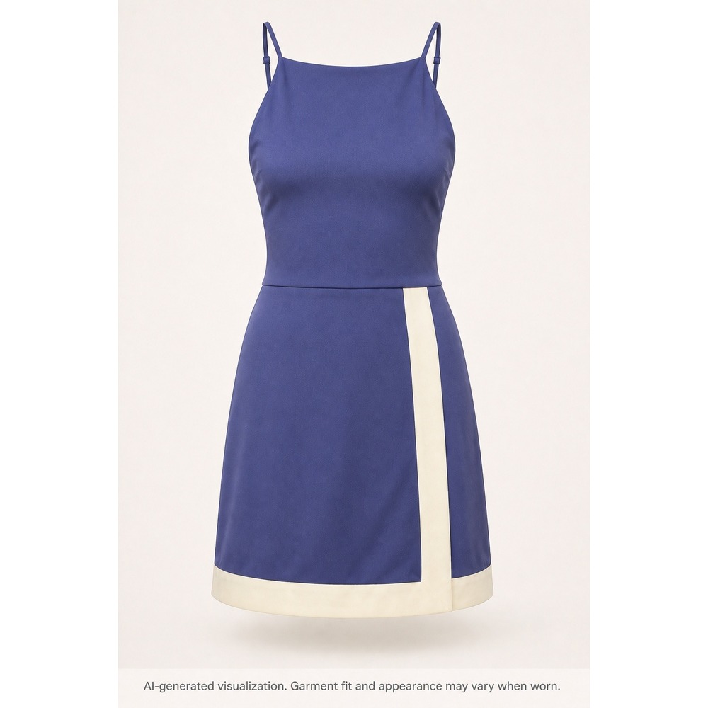 STAUD Court Dress XS Navy Blue Cream Trim Active Tennis Mini Skort Romper